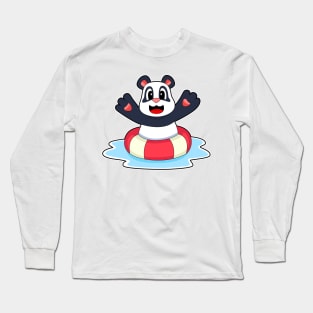 Panda Swimming Lifebuoy Long Sleeve T-Shirt